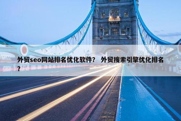 外贸seo网站排名优化软件？ 外贸搜索引擎优化排名？