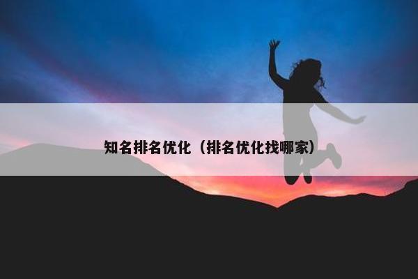 知名排名优化（排名优化找哪家）