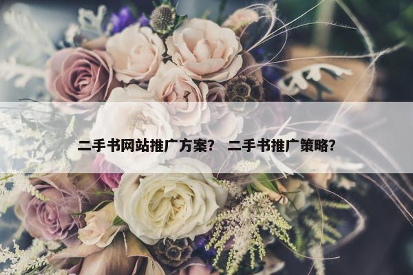 二手书网站推广方案？ 二手书推广策略？