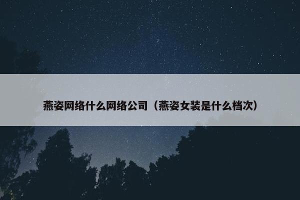 燕姿网络什么网络公司（燕姿女装是什么档次）
