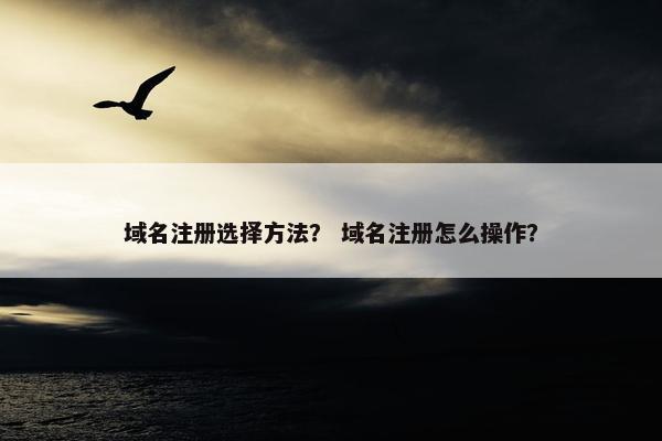 域名注册选择方法？ 域名注册怎么操作？
