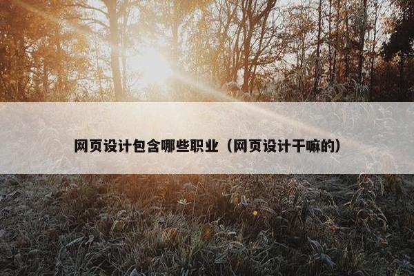 网页设计包含哪些职业（网页设计干嘛的）