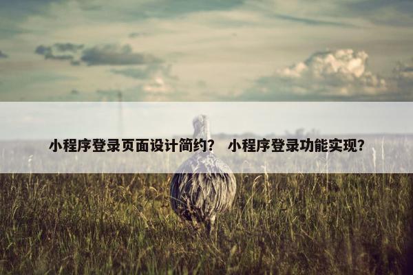 小程序登录页面设计简约？ 小程序登录功能实现？
