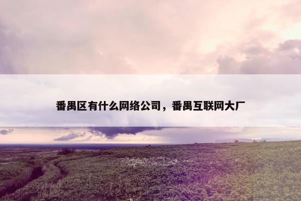 番禺区有什么网络公司，番禺互联网大厂