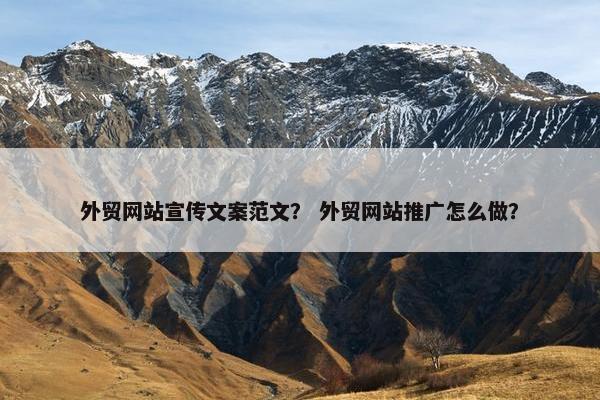 外贸网站宣传文案范文？ 外贸网站推广怎么做？
