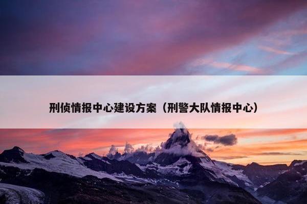 刑侦情报中心建设方案（刑警大队情报中心）