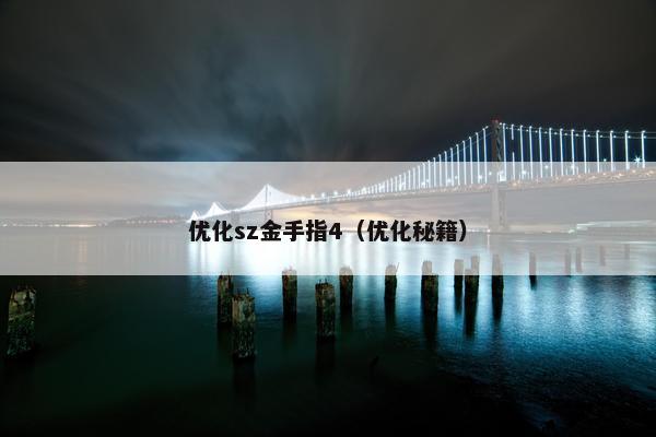 优化sz金手指4（优化秘籍）