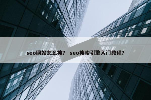 seo网站怎么搜？ seo搜索引擎入门教程？