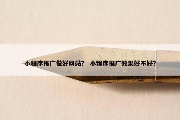 小程序推广做好网站？ 小程序推广效果好不好？