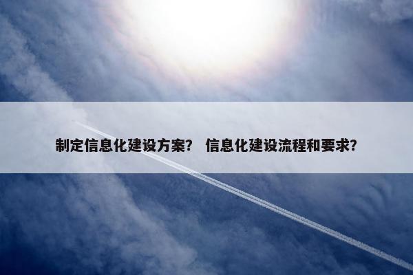 制定信息化建设方案？ 信息化建设流程和要求？