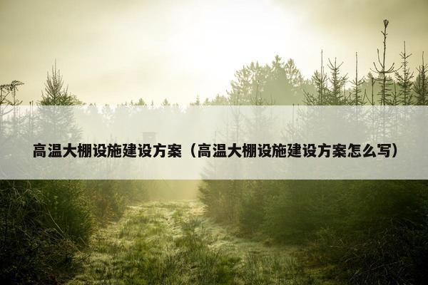 高温大棚设施建设方案（高温大棚设施建设方案怎么写）