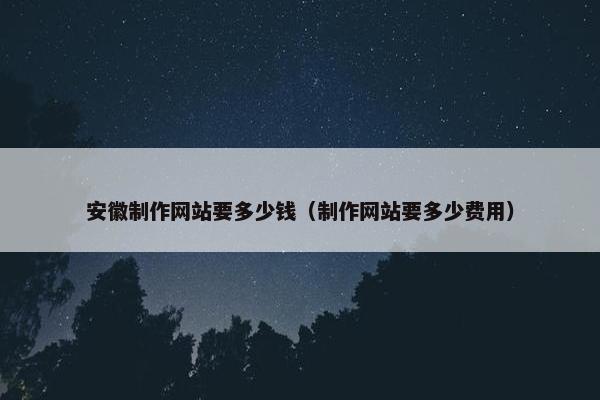 安徽制作网站要多少钱（制作网站要多少费用）
