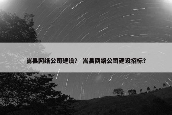嵩县网络公司建设？ 嵩县网络公司建设招标？