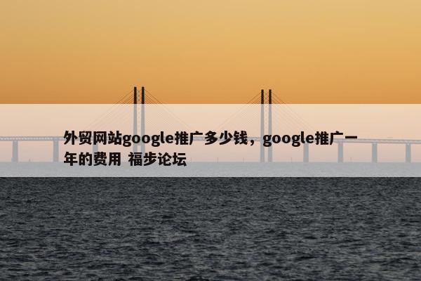 外贸网站google推广多少钱，google推广一年的费用 福步论坛