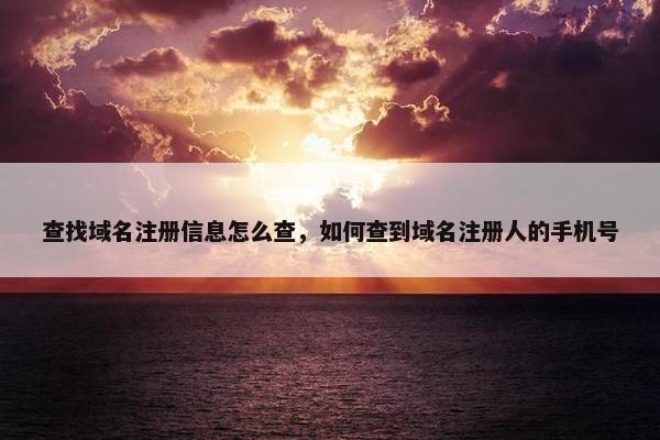 查找域名注册信息怎么查，如何查到域名注册人的手机号