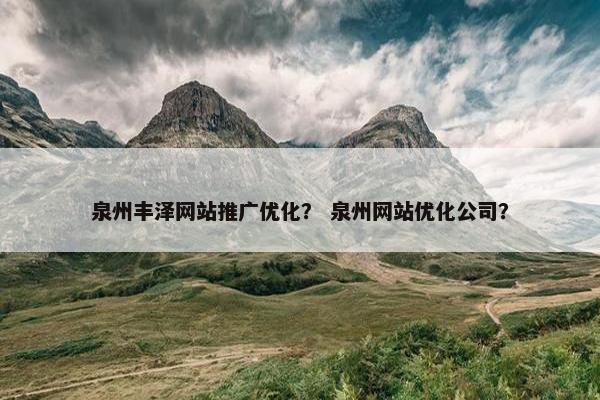 泉州丰泽网站推广优化？ 泉州网站优化公司？