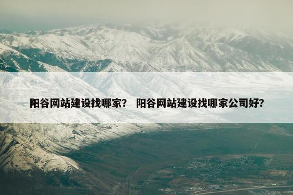 阳谷网站建设找哪家？ 阳谷网站建设找哪家公司好？