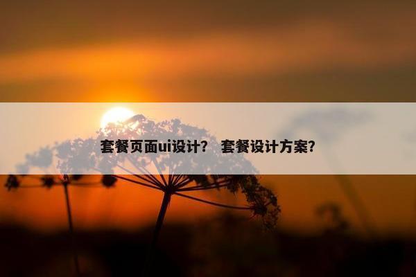 套餐页面ui设计？ 套餐设计方案？