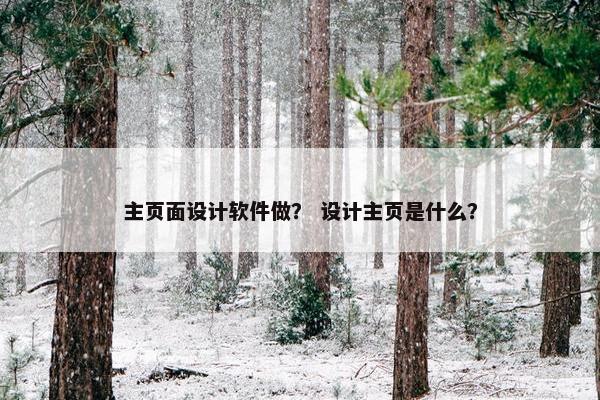 主页面设计软件做？ 设计主页是什么？