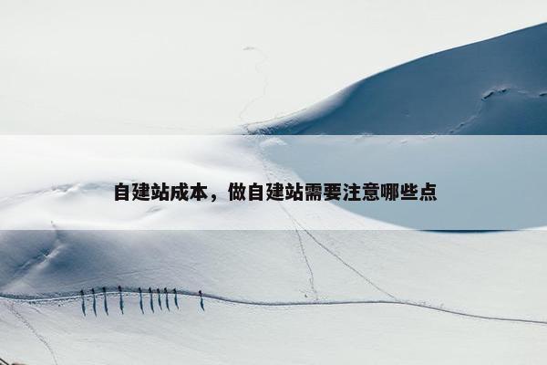 自建站成本，做自建站需要注意哪些点