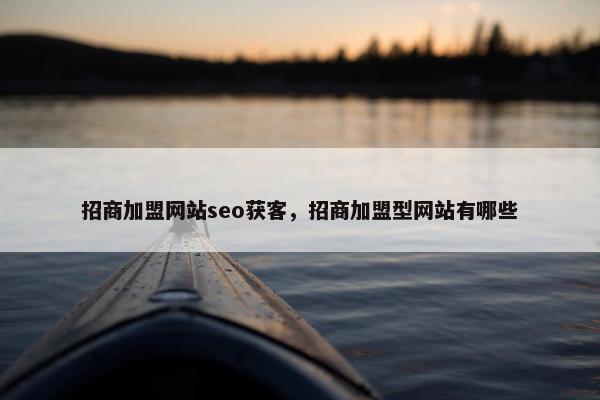 招商加盟网站seo获客，招商加盟型网站有哪些