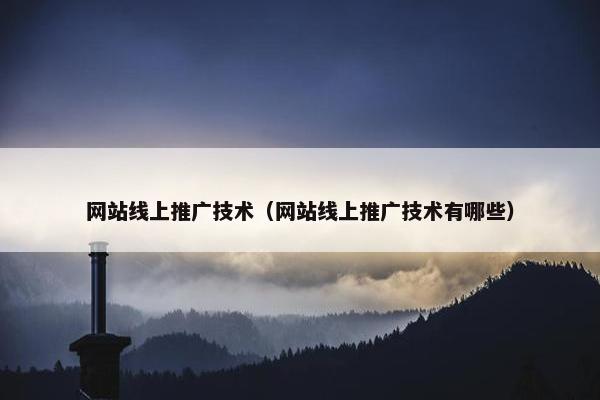 网站线上推广技术（网站线上推广技术有哪些）