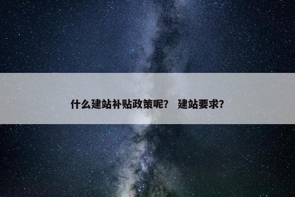 什么建站补贴政策呢？ 建站要求？