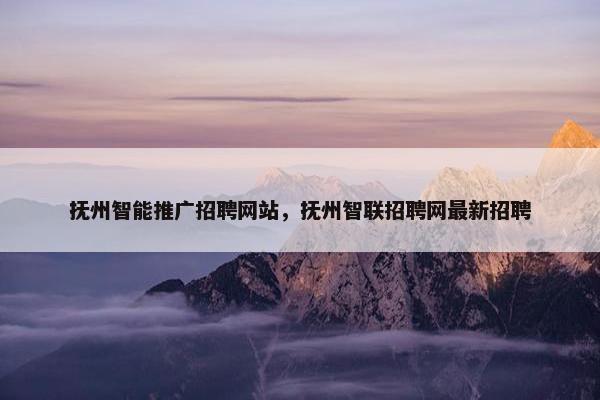 抚州智能推广招聘网站，抚州智联招聘网最新招聘