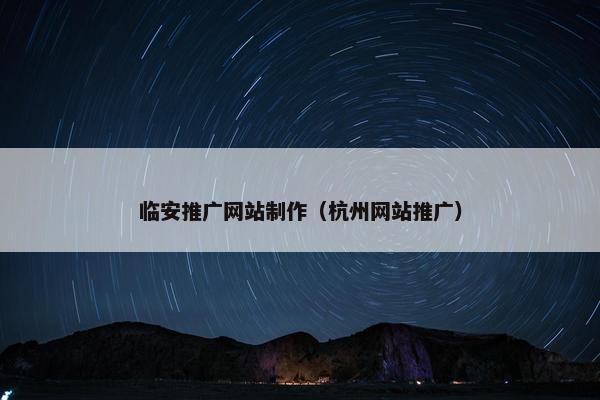 临安推广网站制作（杭州网站推广）