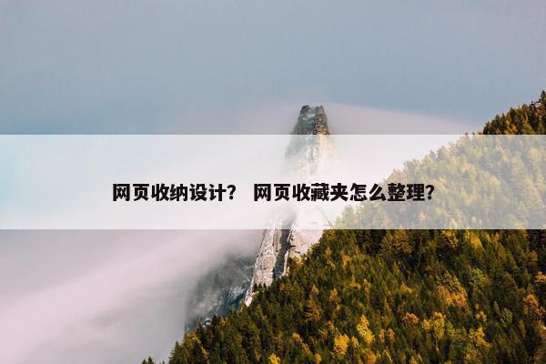 网页收纳设计？ 网页收藏夹怎么整理？
