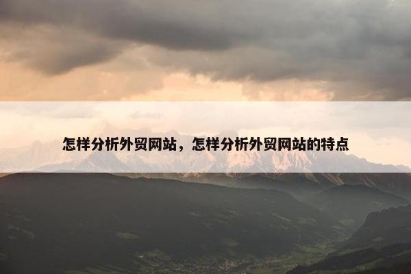怎样分析外贸网站，怎样分析外贸网站的特点