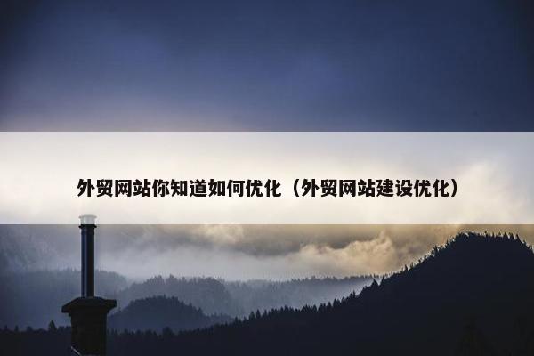 外贸网站你知道如何优化（外贸网站建设优化）