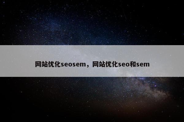 网站优化seosem，网站优化seo和sem