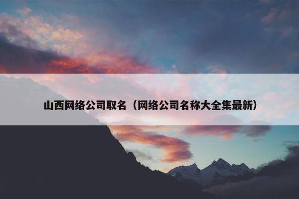 山西网络公司取名（网络公司名称大全集最新）