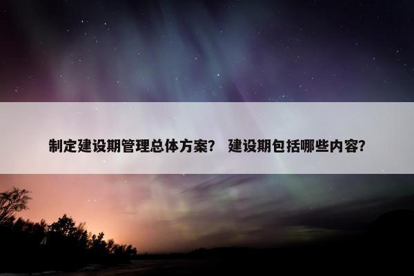 制定建设期管理总体方案？ 建设期包括哪些内容？