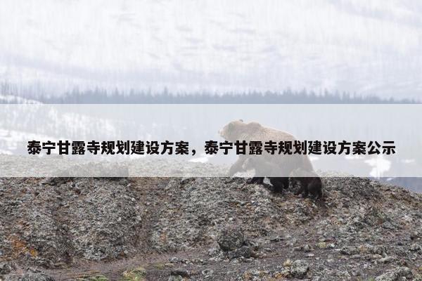 泰宁甘露寺规划建设方案，泰宁甘露寺规划建设方案公示