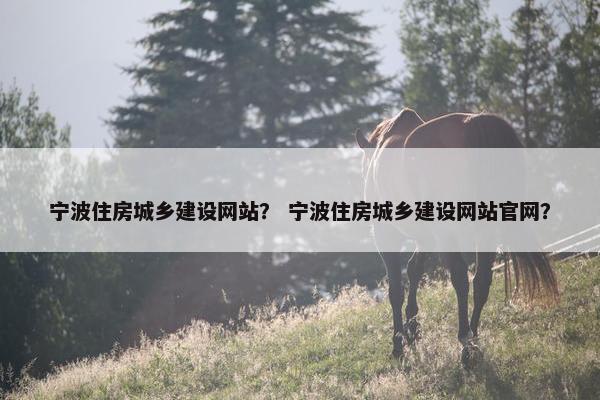 宁波住房城乡建设网站？ 宁波住房城乡建设网站官网？