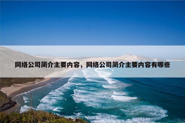 网络公司简介主要内容，网络公司简介主要内容有哪些