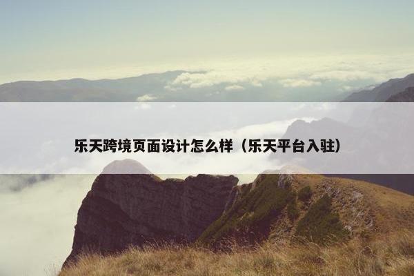 乐天跨境页面设计怎么样（乐天平台入驻）
