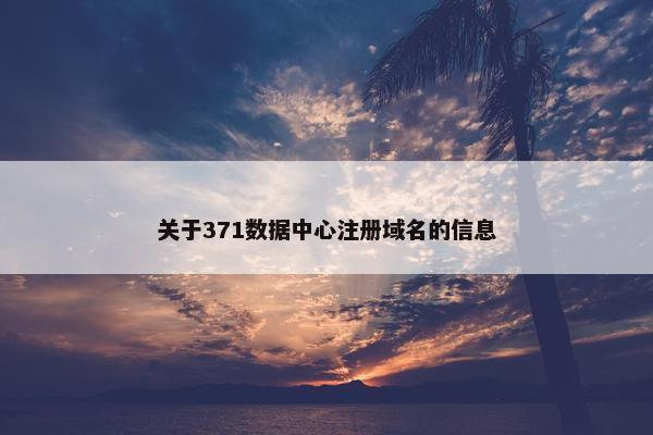 关于371数据中心注册域名的信息