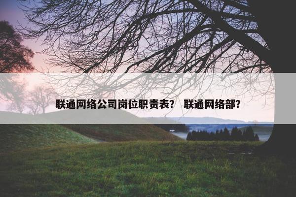 联通网络公司岗位职责表？ 联通网络部？