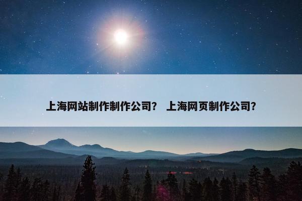 上海网站制作制作公司？ 上海网页制作公司？