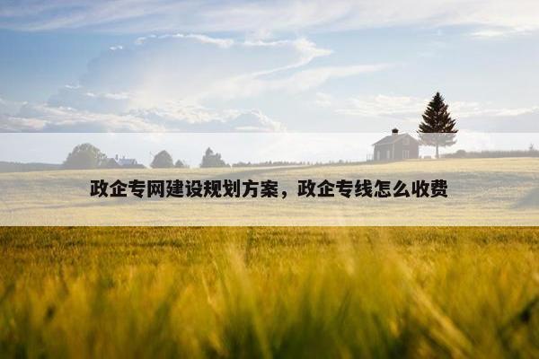 政企专网建设规划方案，政企专线怎么收费
