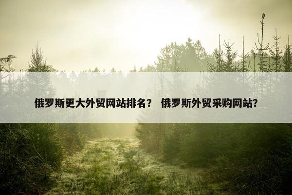 俄罗斯更大外贸网站排名？ 俄罗斯外贸采购网站？
