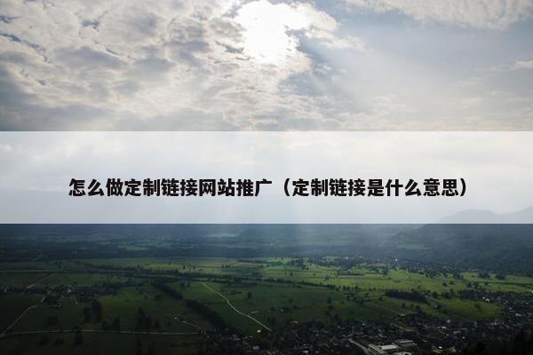 怎么做定制链接网站推广（定制链接是什么意思）