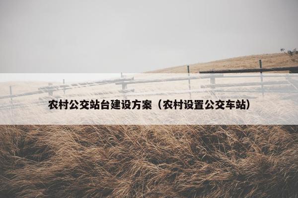农村公交站台建设方案（农村设置公交车站）