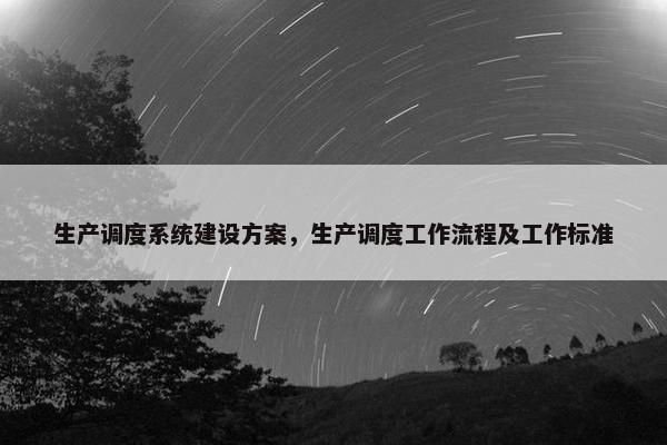 生产调度系统建设方案，生产调度工作流程及工作标准
