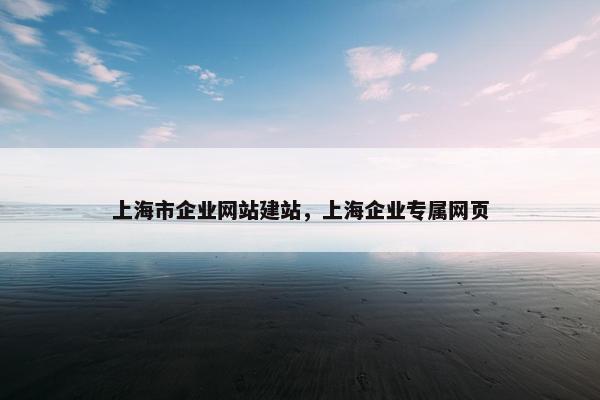 上海市企业网站建站，上海企业专属网页