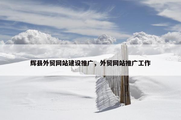 辉县外贸网站建设推广，外贸网站推广工作