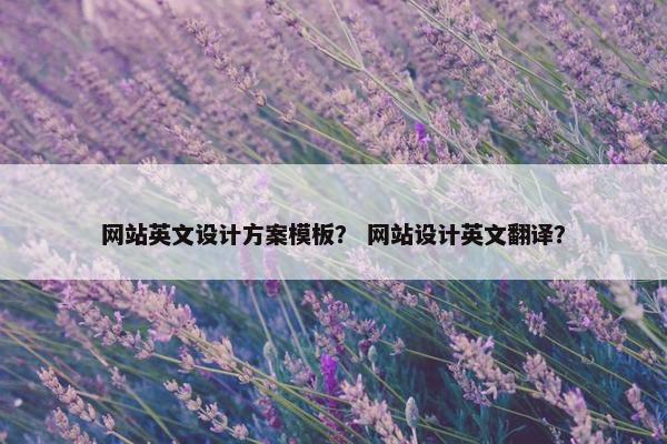 网站英文设计方案模板？ 网站设计英文翻译？